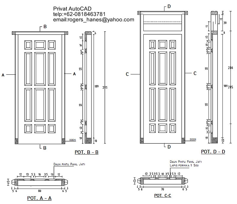 PRIVAT AutoCAD Profesional Gambar  Detail kusen  Pintu dan 