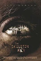 Image of The Skeleton Key's DVD cover art which shows a house reflected in the close up of a person's eye