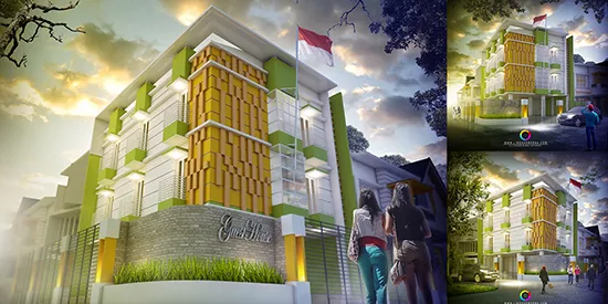 Desain guest house  modern minimalis di makassar