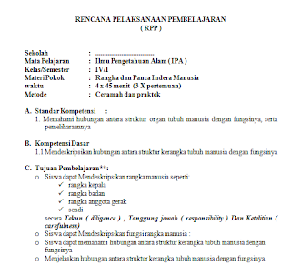 Contoh RPP KTSP SD Terbaru Kelas 4 Semester 1 dan 2