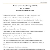 Pharmaceutical Biotechnology (BP505TT) IMP QUESTIONS B-PHARMACY 5th SEMESTER