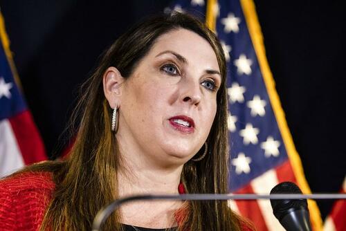Republican National Committee Chairwoman Ronna McDaniel speaks during a press conference at the Republican National Committee headquarters in Washington on Nov. 9, 2020.