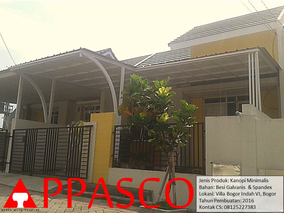 Kanopi Minimalis Modern Atap  Spandex  di Villa Bogor Indah 