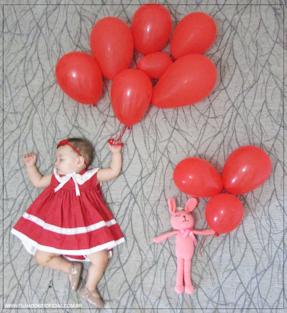 Ensaio Fotográfico de Bebê com Balões - 9 meses da Verônica - Lookinho Amy Baby Enxovais