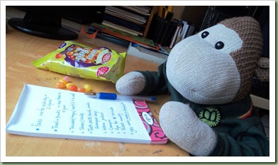 Monkey writing a to do list