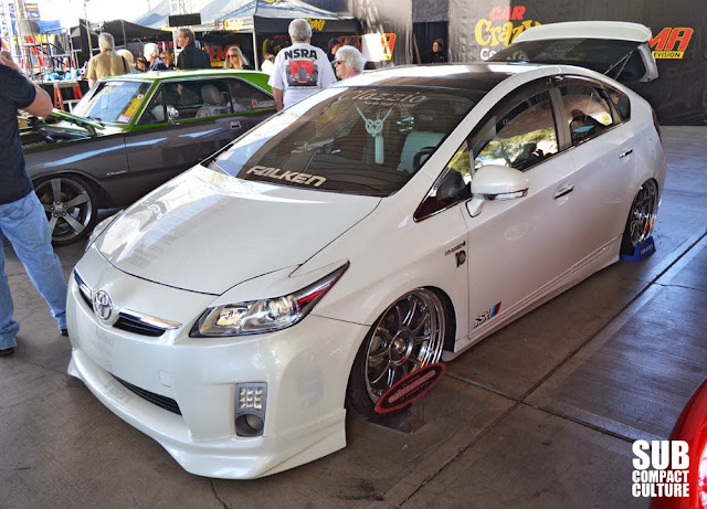 Slammed white Prius from 2013 SEMA Show