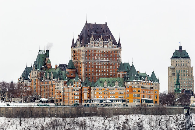 view of Chateau Frontenac from the Lévis Ferry