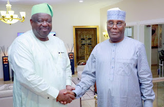 2023 Presidential candidate of the People's Democratic Party (PDP), Alhaji Atiku Abubakar, hosts Governor-elect of Plateau State, Barr Caleb Mutfwang