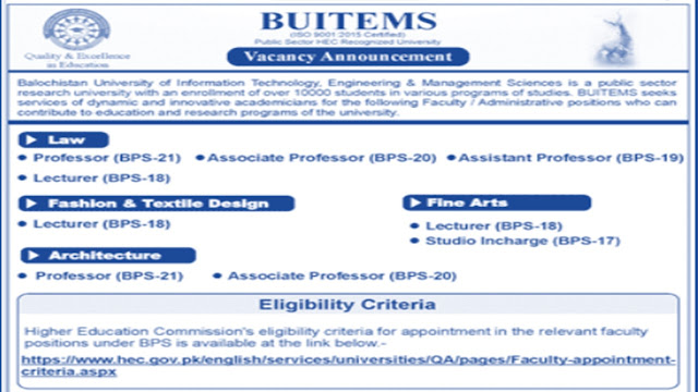 Latest BUITEMS University jobs in October 2022