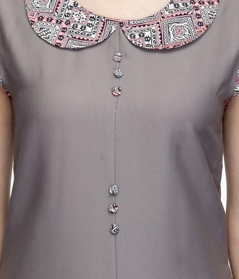 Women's Rayon Solid Collar Neck Kurtis