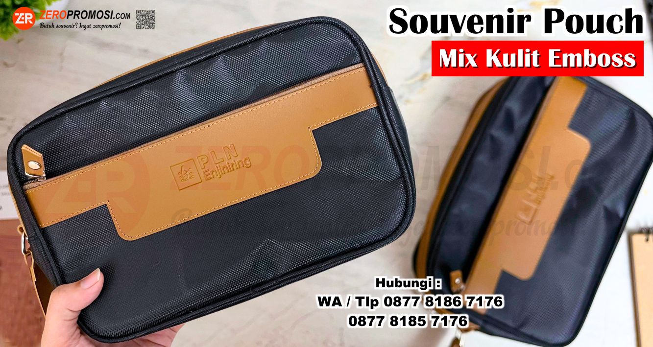 Premium Souvenir Pouch Hand Bag Mix Kulit Custom Logo