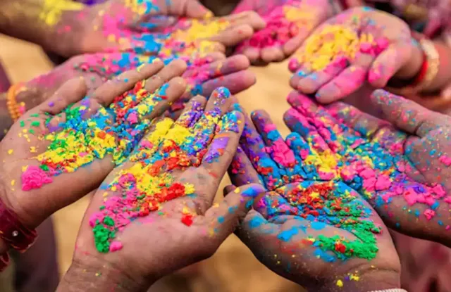 Colors on hands in holy festival