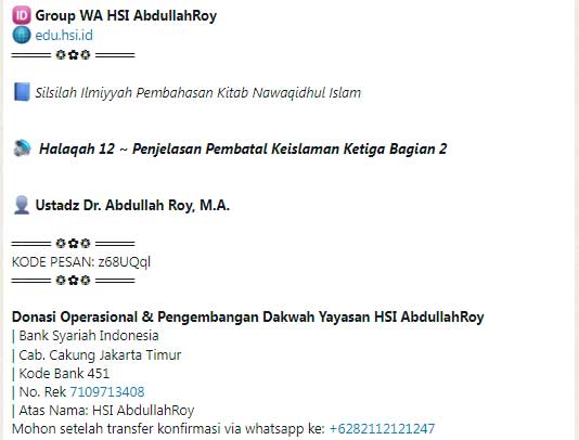 Halaqah 12 ~ Penjelasan Kitab Nawaqidhul Islam Pembatal Keislaman Ketiga Bagian 02