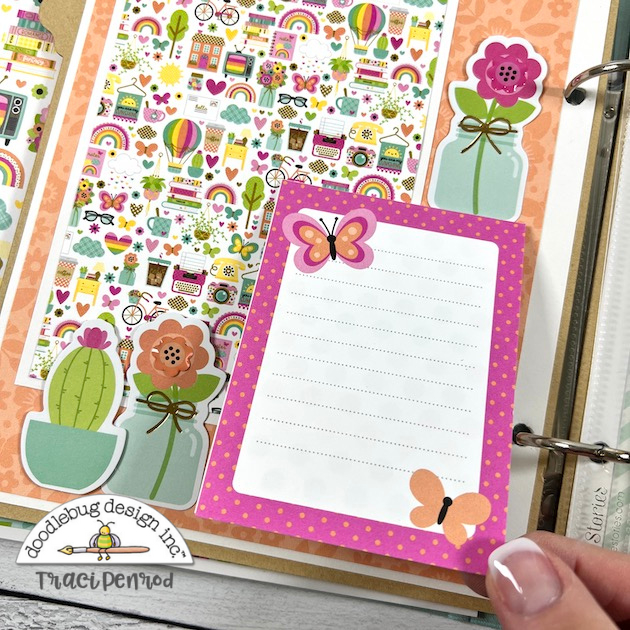 Family & Friend Scrapbook Album page with a journaling card, flowers, and a cactus