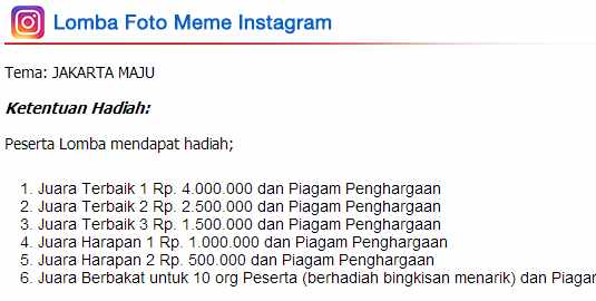 Lomba instagram terbaru 2017 hadiah kisaran 10 jeti  Info 