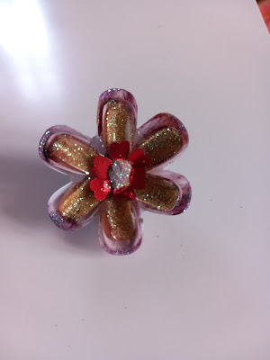 Fiore glitter, fiore finto da riciclo unghie plastica