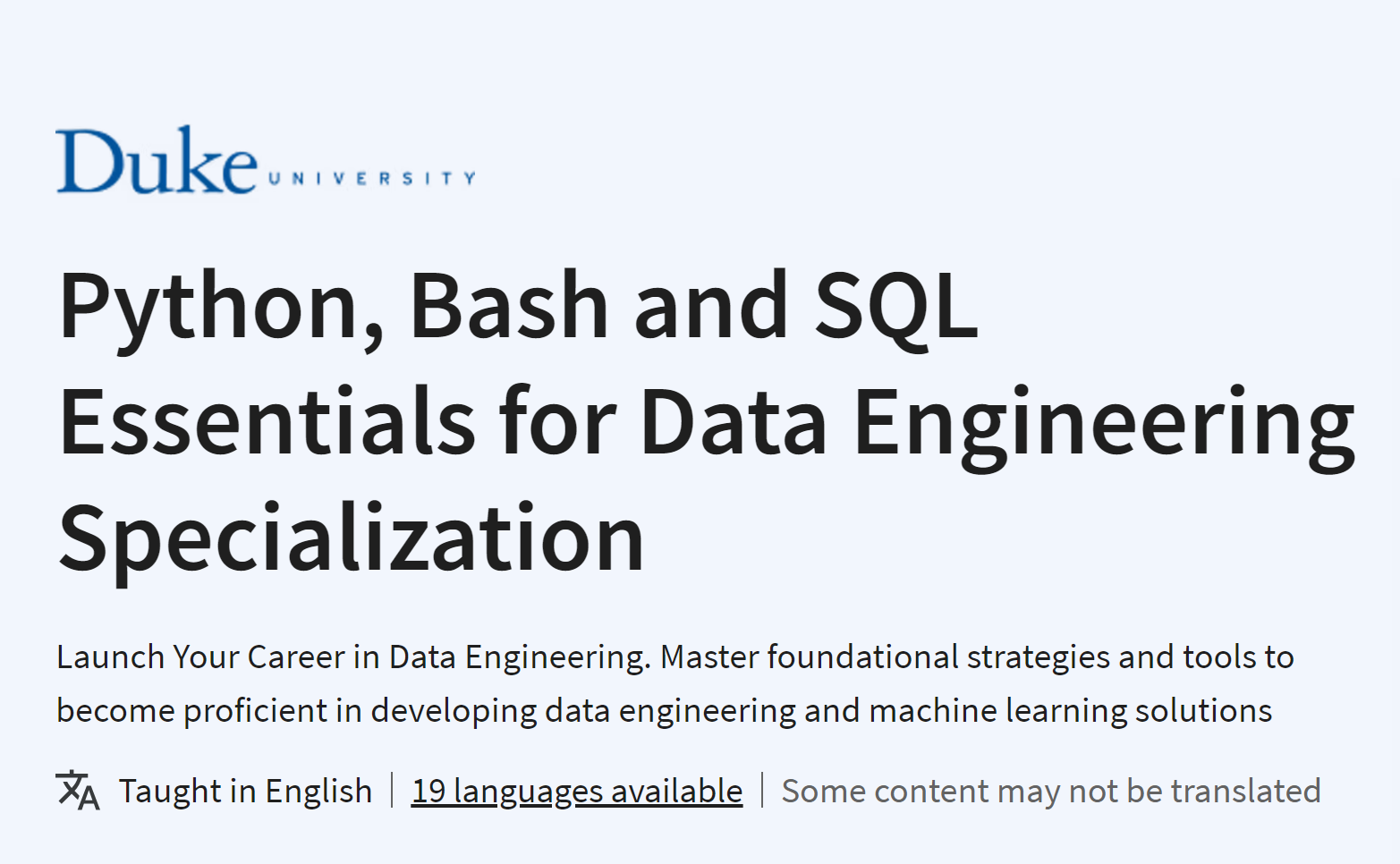 Python, Bash and SQL Essentials for Data Engineering Specialization ...