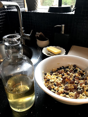 Photo of cachaça soaked fruit peel and nuts