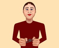 Cartoon version of me linking, by Wendy Cockcroft for On t'Internet