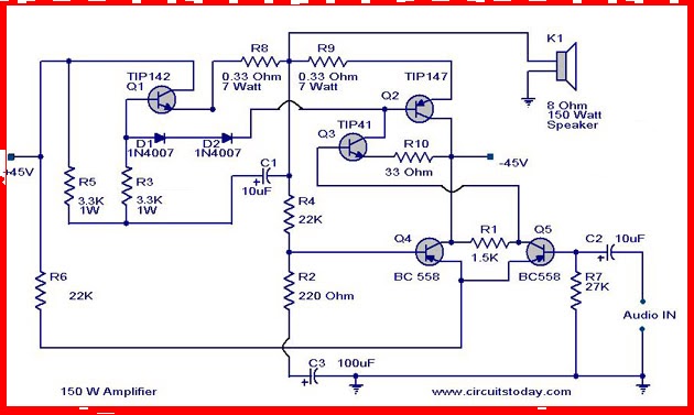  SKEMA RANGKAIAN AMPLIFIER 150 Watt Amplifier 