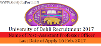 University of Delhi Recruitment 2017 – 378 Assistant Professor Officer