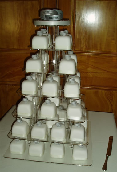 White Mini Wedding Cakes With Rings by Iced Gem Cakes 182 Saunders Hill
