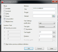 Membuat kop gambar dengan Text Attribute,Attribute definition Autocad