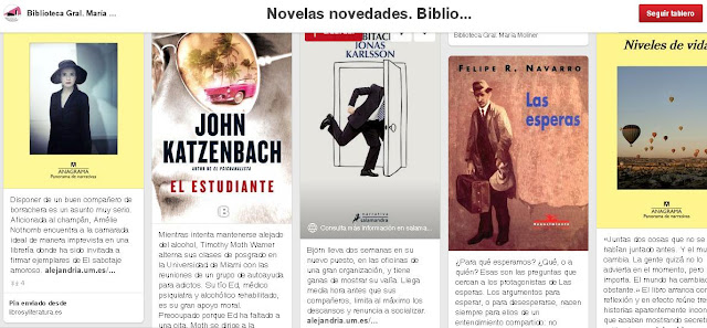 Novelas novedades, en Biblioteca General María Moliner.