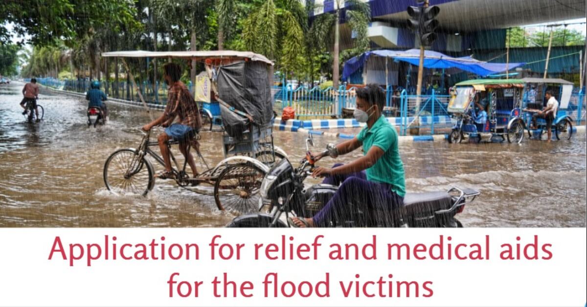 Application for relief and medical aids for the flood victims