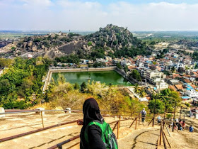 Shravanabelagola town during the climb to the top