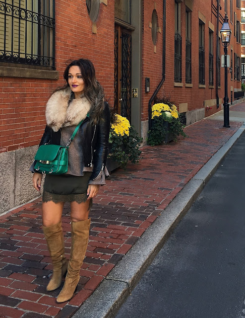 Boston, fall outfit, layered outfit, how to layer clothes, over the knee boots outfit, kako nositi cizme preko kolena, kako se obuci za jesen, toronto blogger, aldo boots and zara sweater, affordable fashion outfit, best blogger outfits, how to style leather jacket, outfits with leather jacket, outfits with sweaters