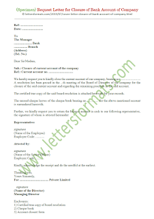 sample letter for closure of company bank account