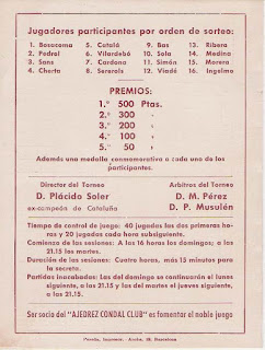 Reverso del folleto de Torneo de Ajedrez de Primavera 1943