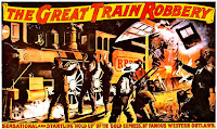 THE GREAT TRAIN ROBBERY. Estados Unidos: 473 x 281 cms. Impresión: Strobridge Lith. Co., Cincinatti - Nueva York. ASALTO Y ROBO DE UN TREN. The Great Train Robbery. 1903. Estados Unidos. Dirección: Edwin S. Porter. Reparto: Bronco Billy Anderson, A. C. Abadie, Justus D. Barnes, Donald Gallaher, Walter Cameron, John Manus Dougherty sr.