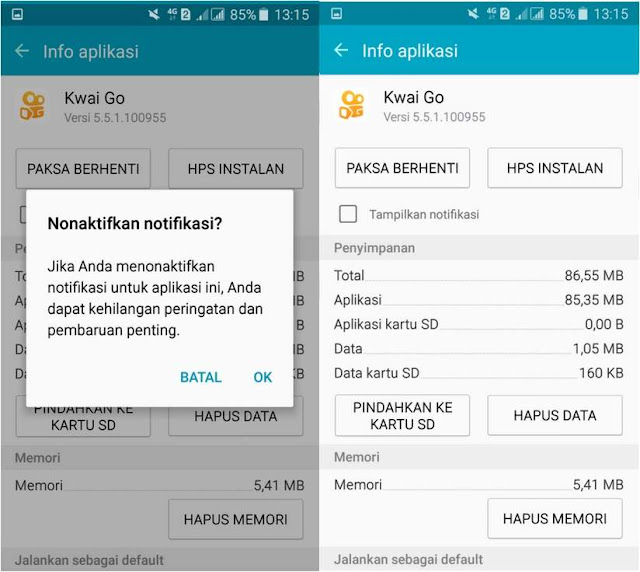 Cara Menonaktifkan Notifikasi Kwai Go di Android