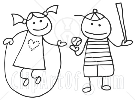 boy and girl holding hands clip art. Clip art of shy little boy and girl standing back-to-back holding hands.