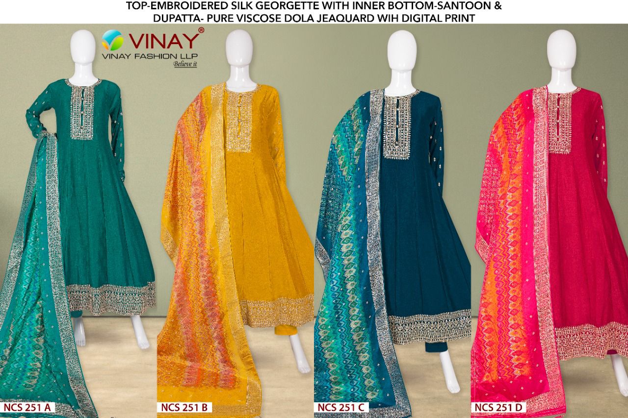 Vinay Fashion Llp Ncs 251 Anarkali Dress Material Catalog Lowest Price