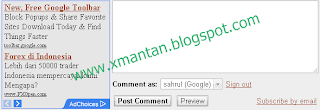 Cara memasang iklan di samping form kotak komentar blogger