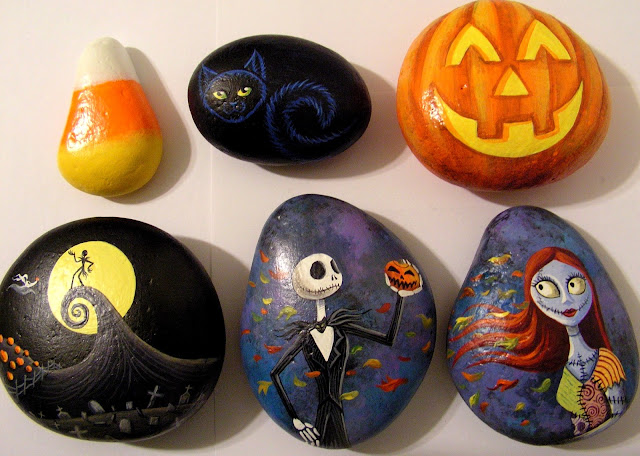 halloween rock painting design ideas