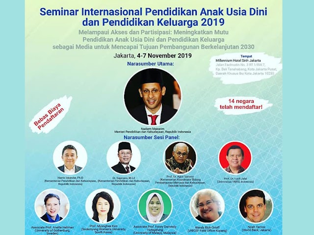 Seminar Internasional PAUD dan Parenting Digelar di Jakarta, 4 - 6 November 2019