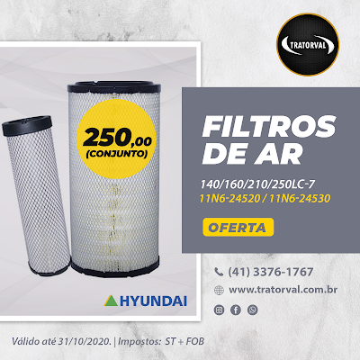 filtro escavadeira hyundai 11N6-24520 11N6-24530