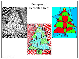 Art Sub Plan examples of student designed winter trees