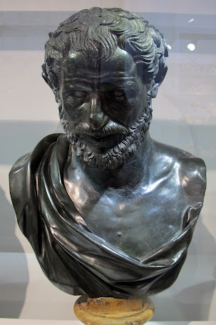 Imagen: Busto filósofo Demócrito, Villa de los Papiros.