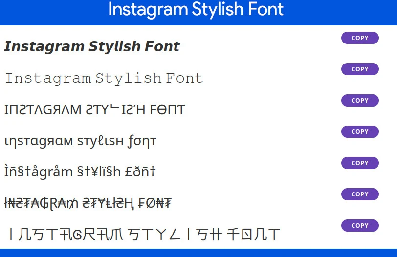 Instagram Stylish Font