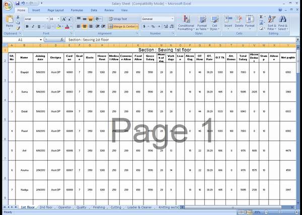 Compliance Solution Desk Salary Sheet Ms Excel File Sample For Hr Officer