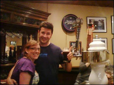 behind the bar at the the Sam Adams tap room in Stony Brook, JP, Boston