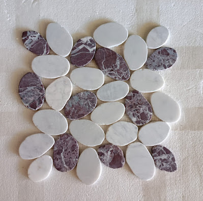 Rosso Levanto Marquina mix with Italian Carrara XL Sliced Jumbo Marble Mosaic