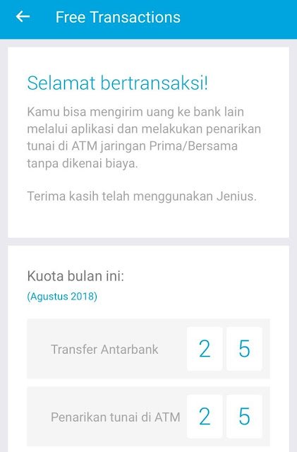 Jenius Free Transaction