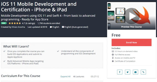 [100% Free] iOS 11 Mobile Development and Certification - iPhone & iPad