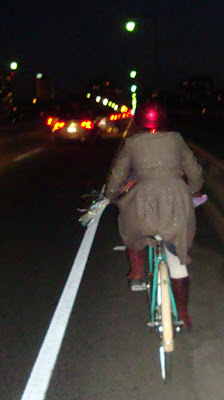 sparkly lady on a bike